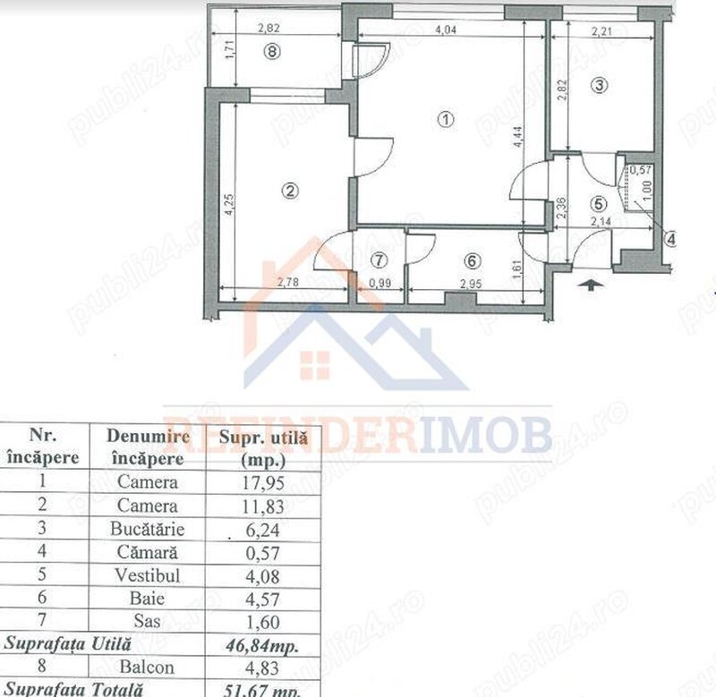 Dristor  Apartament 2 camere de vanzare